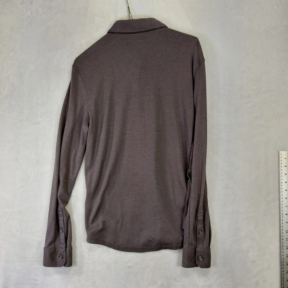Banana Republic Luxury Touch Mens Small Gray Long Sleeve Button Down Shirt Pique